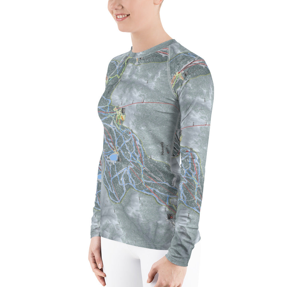 Heavenly, Nevada Ski Trail Map Women's Base Layer Top - Powderaddicts