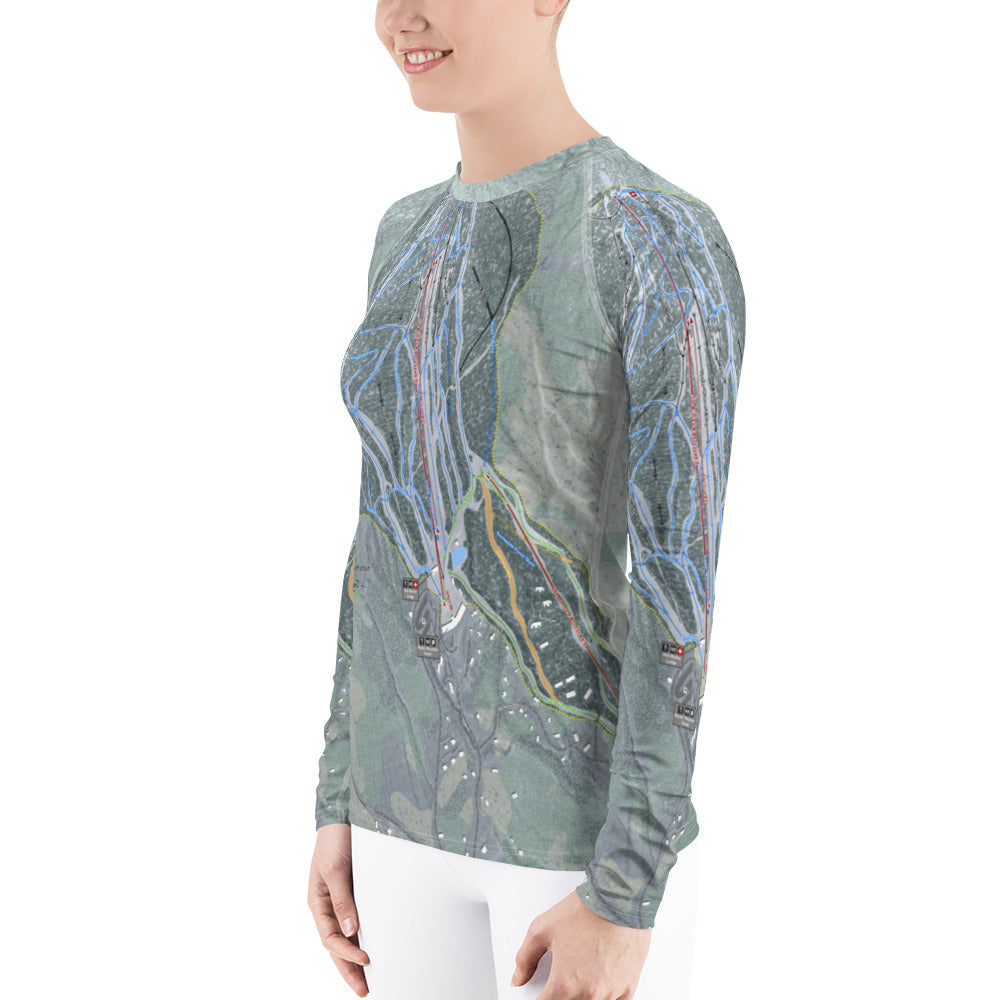 Burke Mountain, Vermont Ski Trail Map Women's Base Layer Top - Powderaddicts