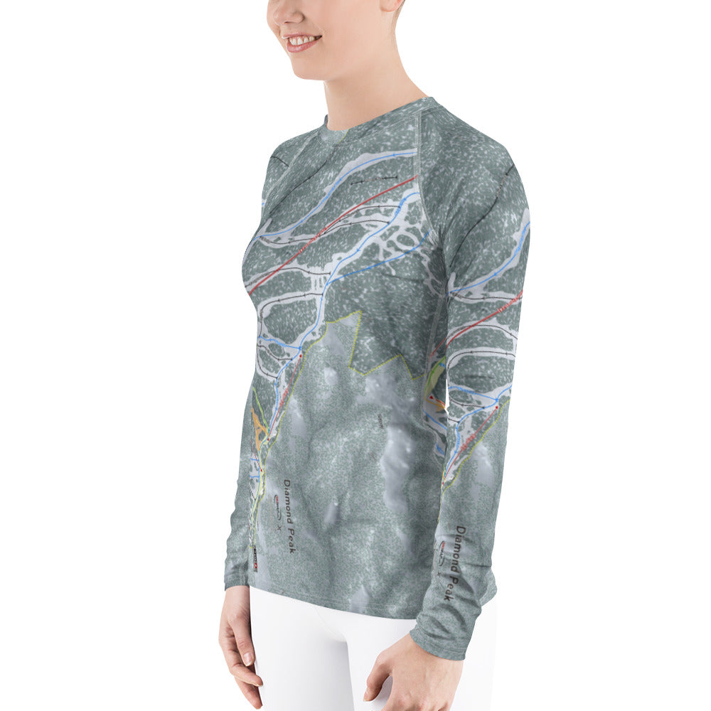 Diamond Peak, Nevada Ski Trail Map Women's Base Layer Top - Powderaddicts