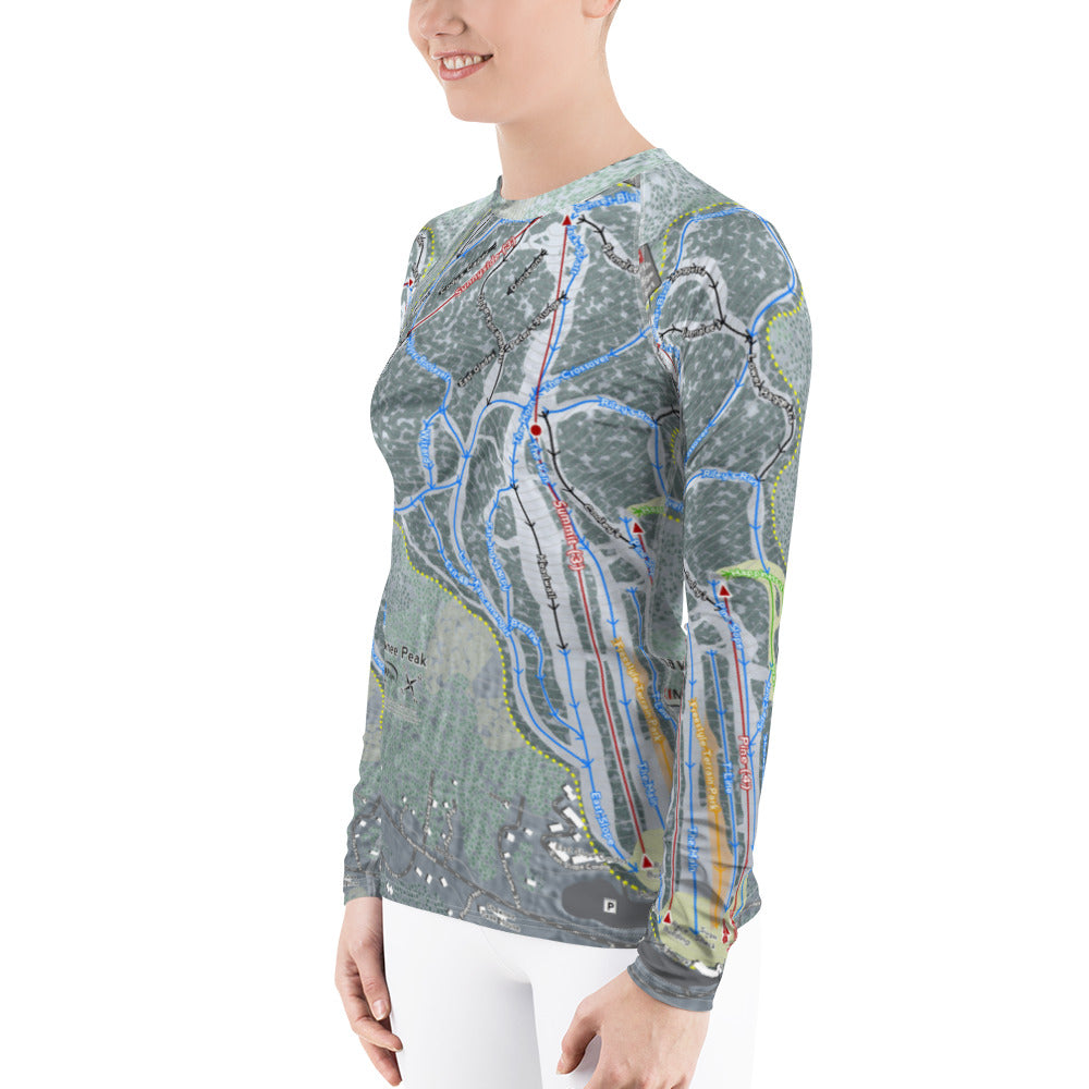 Shawnee Peak, Maine Ski Trail Map Women's Base Layer Top - Powderaddicts