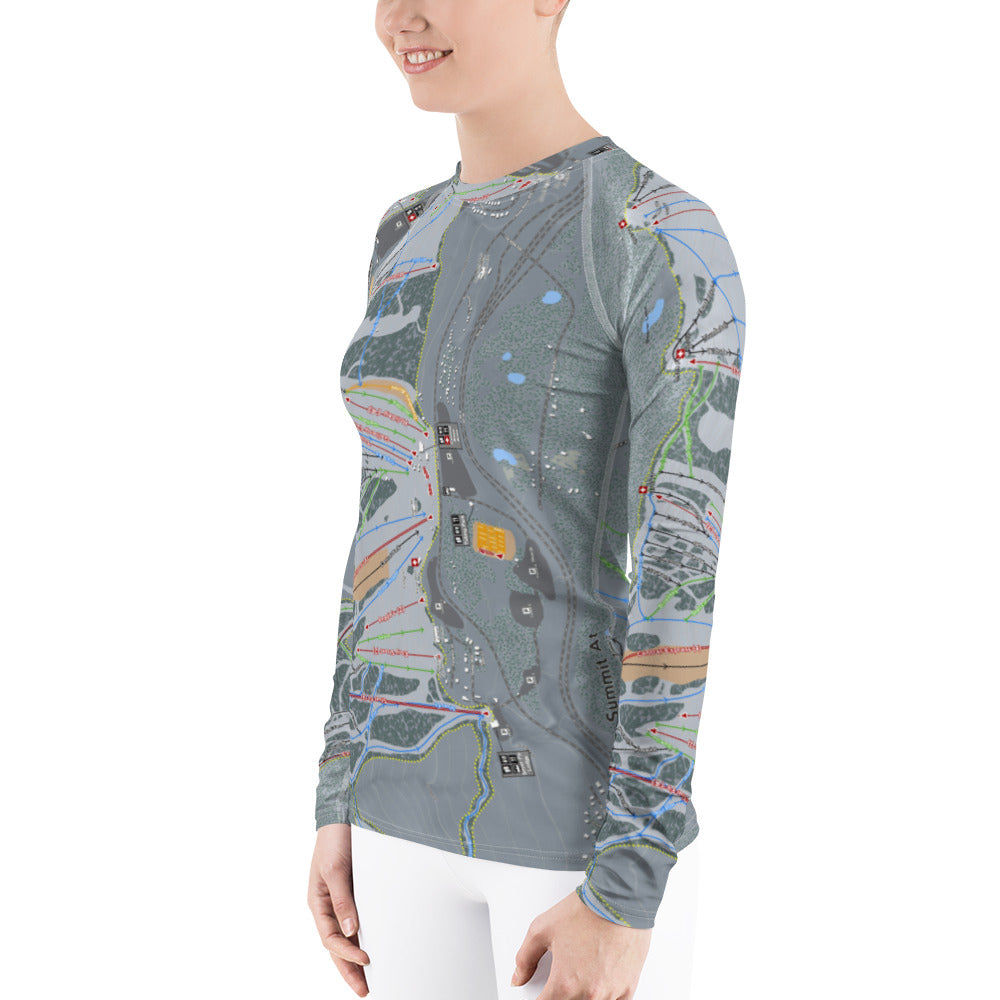 Summit At Snoqualmie, Washington Ski Trail Map Women's Base Layer Top - Powderaddicts