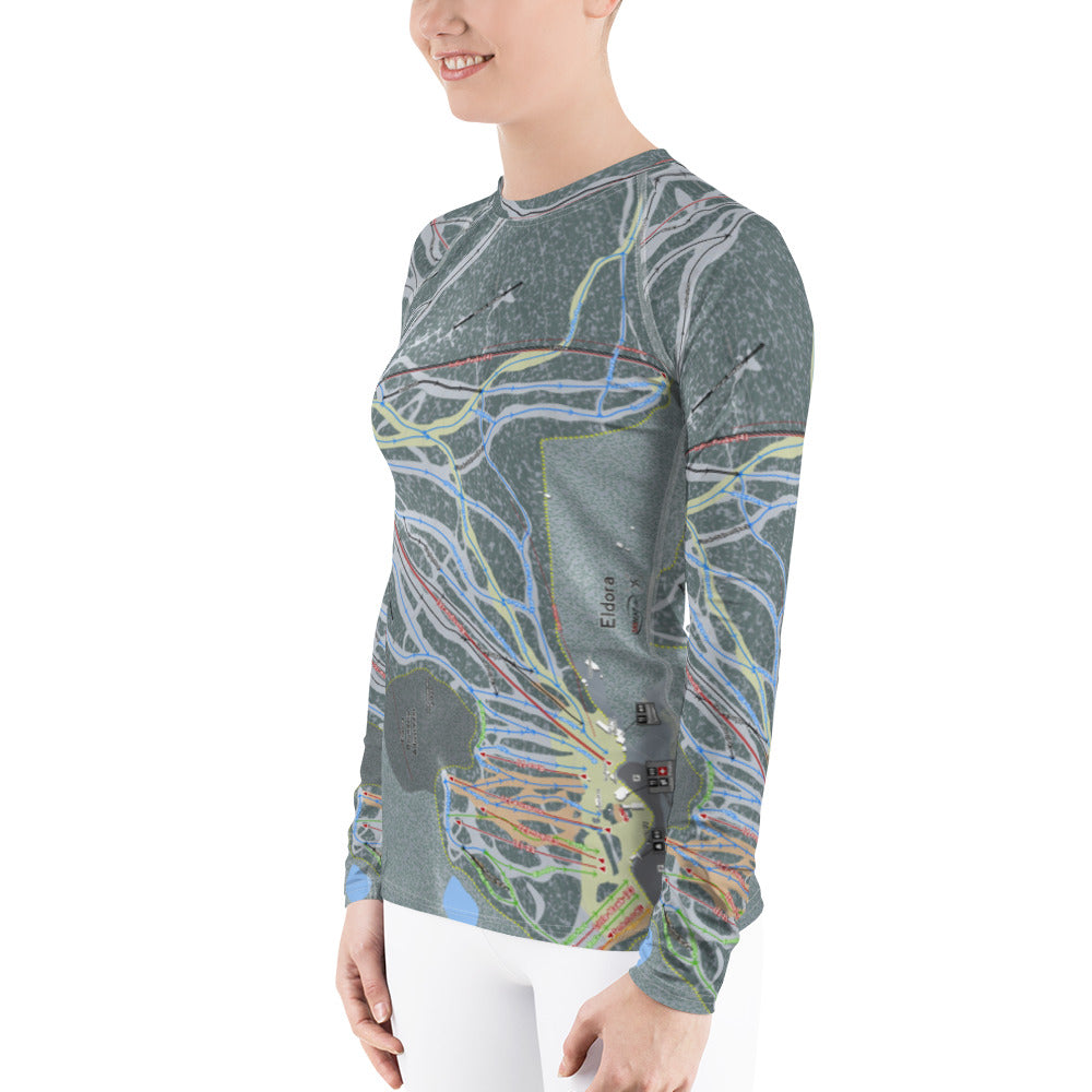 Eldora, Colorado Ski Trail Map Women's Base Layer Top - Powderaddicts