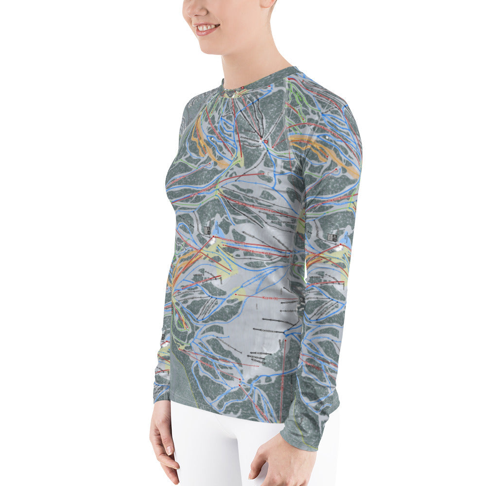 Mammoth Mountain, California Ski Trail Map Women's Base Layer Top - Powderaddicts