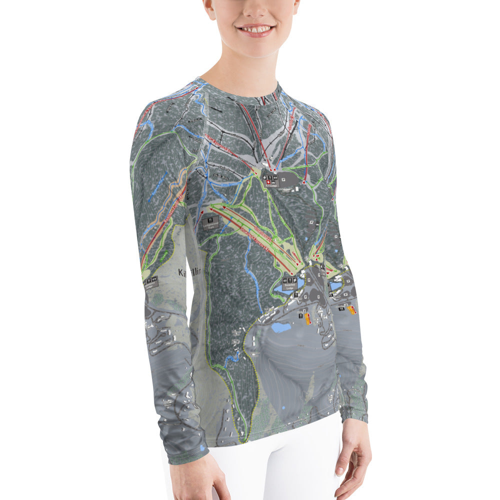 Killington, Vermont Ski Trail Map Women's Base Layer Top - Powderaddicts