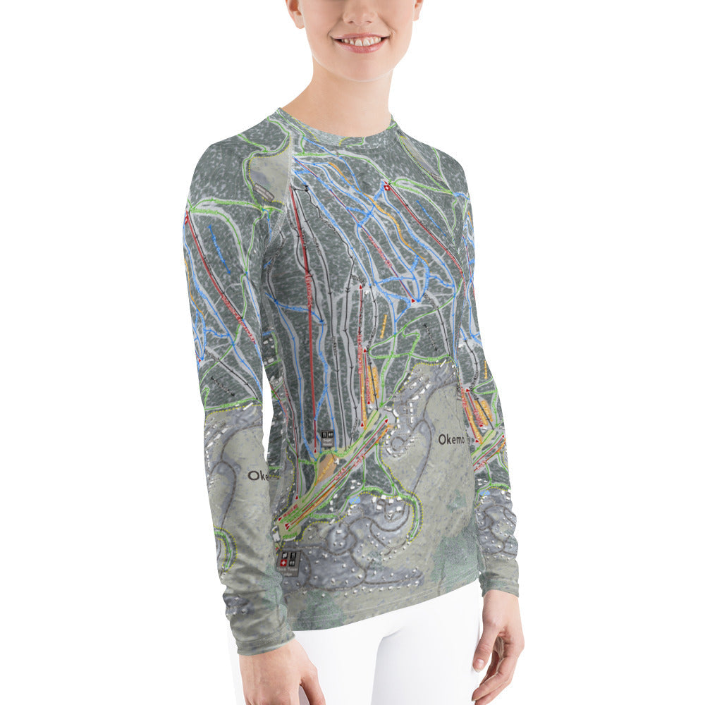 Okemo, Vermont Ski Trail Map Women's Base Layer Top - Powderaddicts