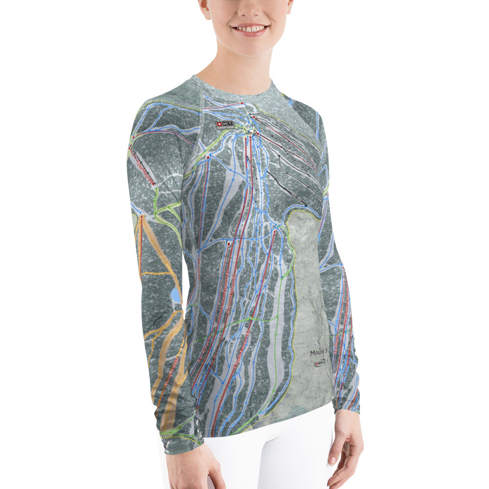 Mount Snow, Vermont Ski Trail Map Women's Base Layer Top - Powderaddicts