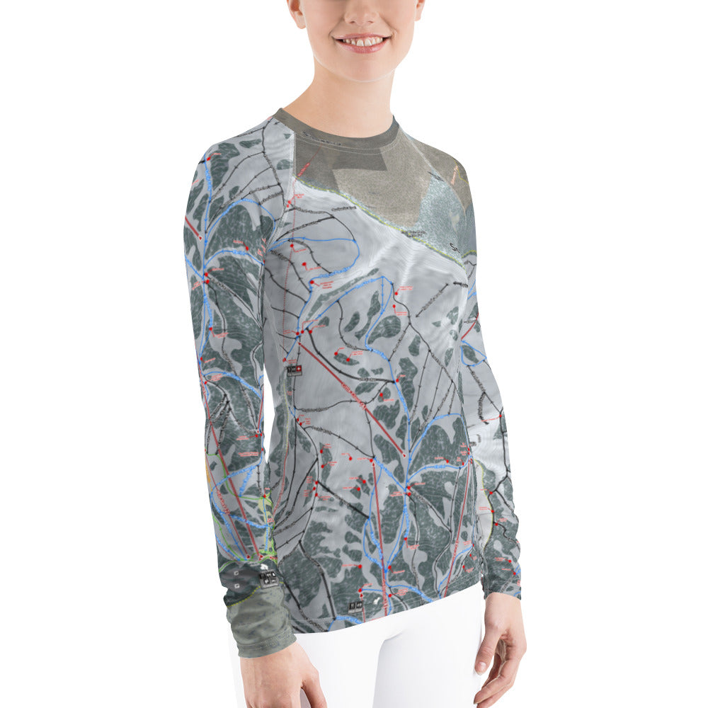 Snowbird, Utah Ski Trail Map Women's Base Layer Top - Powderaddicts