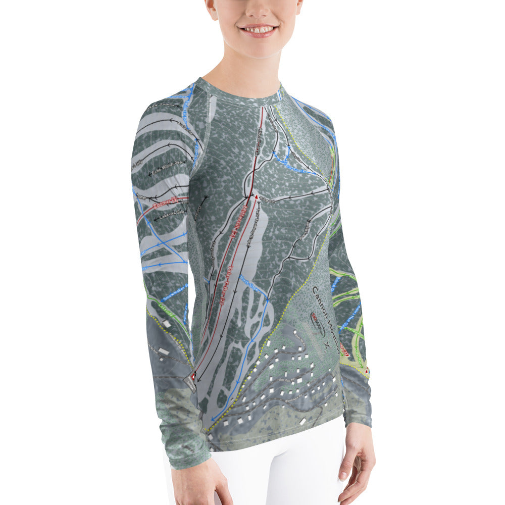 Cannon Mountain, New Hampshire Ski Trail Map Women's Base Layer Top - Powderaddicts