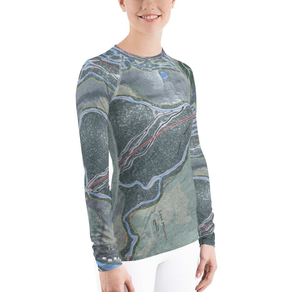 Loon Mountain, New Hampshire Ski Trail Map Women's Base Layer Top - Powderaddicts