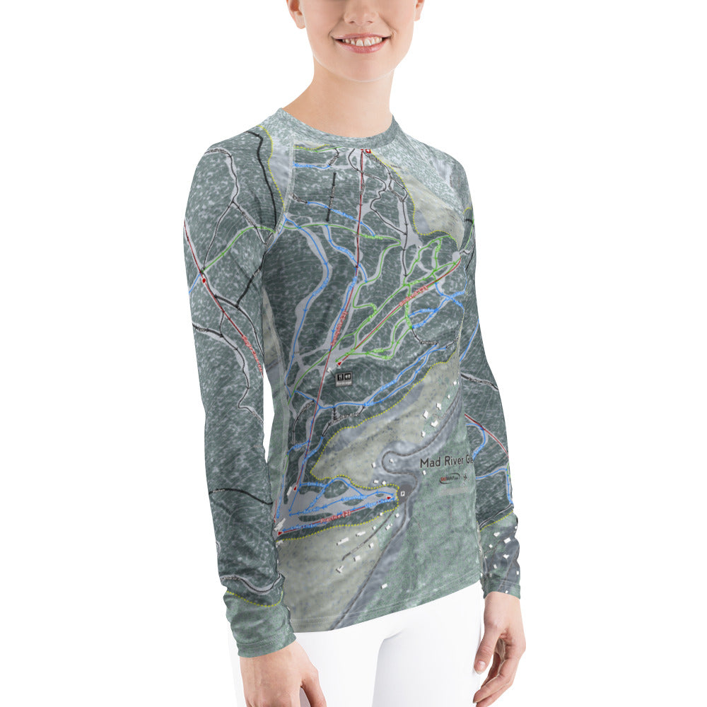 Mad River Glen, Vermont Ski Trail Map Women's Base Layer Top - Powderaddicts