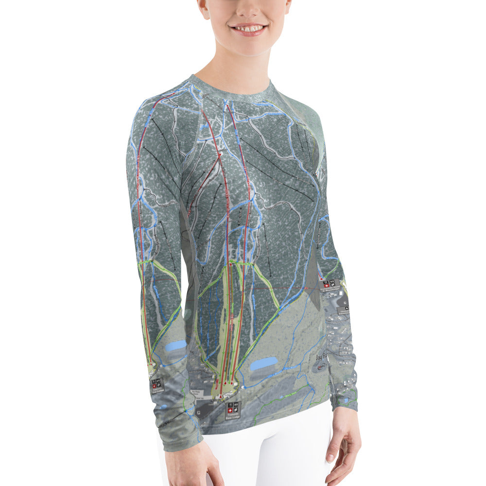 Jay Peak, Vermont Ski Trail Map Women's Base Layer Top - Powderaddicts