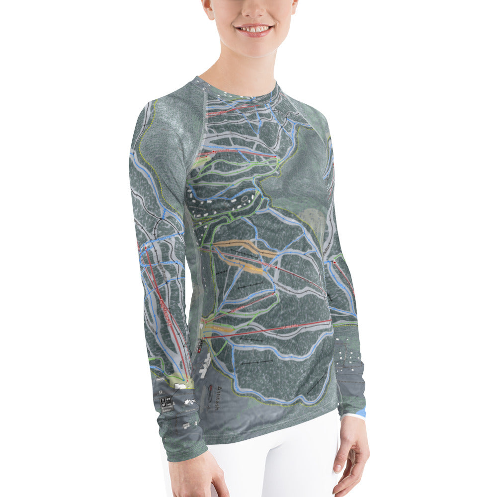 Attitash Mountain, New Hampshire Ski Trail Map Women's Base Layer Top - Powderaddicts