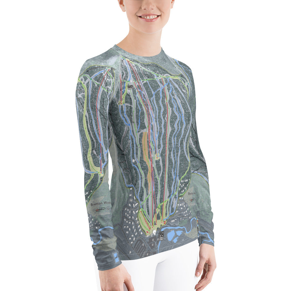 Bretton Woods, New Hampshire Ski Trail Map Women's Base Layer Top - Powderaddicts