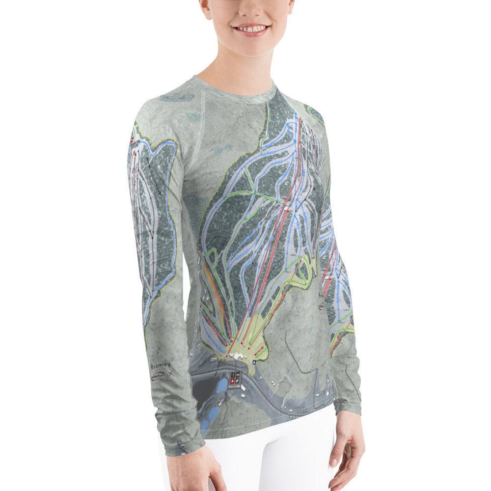 Bromley, Vermont Ski Trail Map Women's Base Layer Top - Powderaddicts