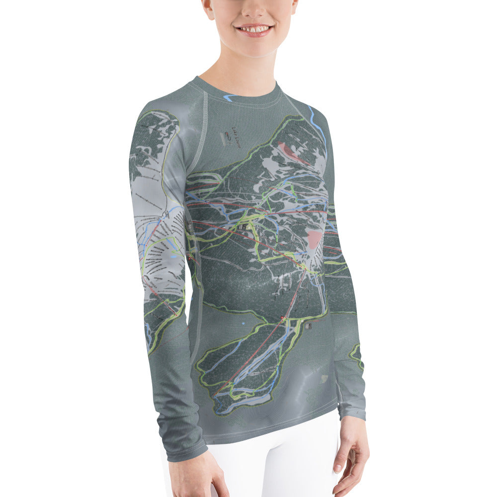 Lake Louise, Alberta Ski Trail Map Women's Base Layer Top - Powderaddicts