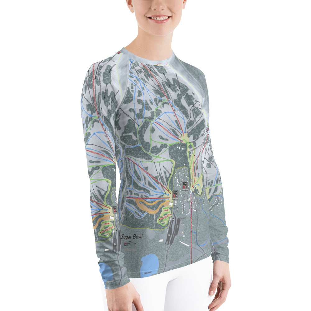 Sugar Bowl, California Ski Trail Map Women's Base Layer Top - Powderaddicts