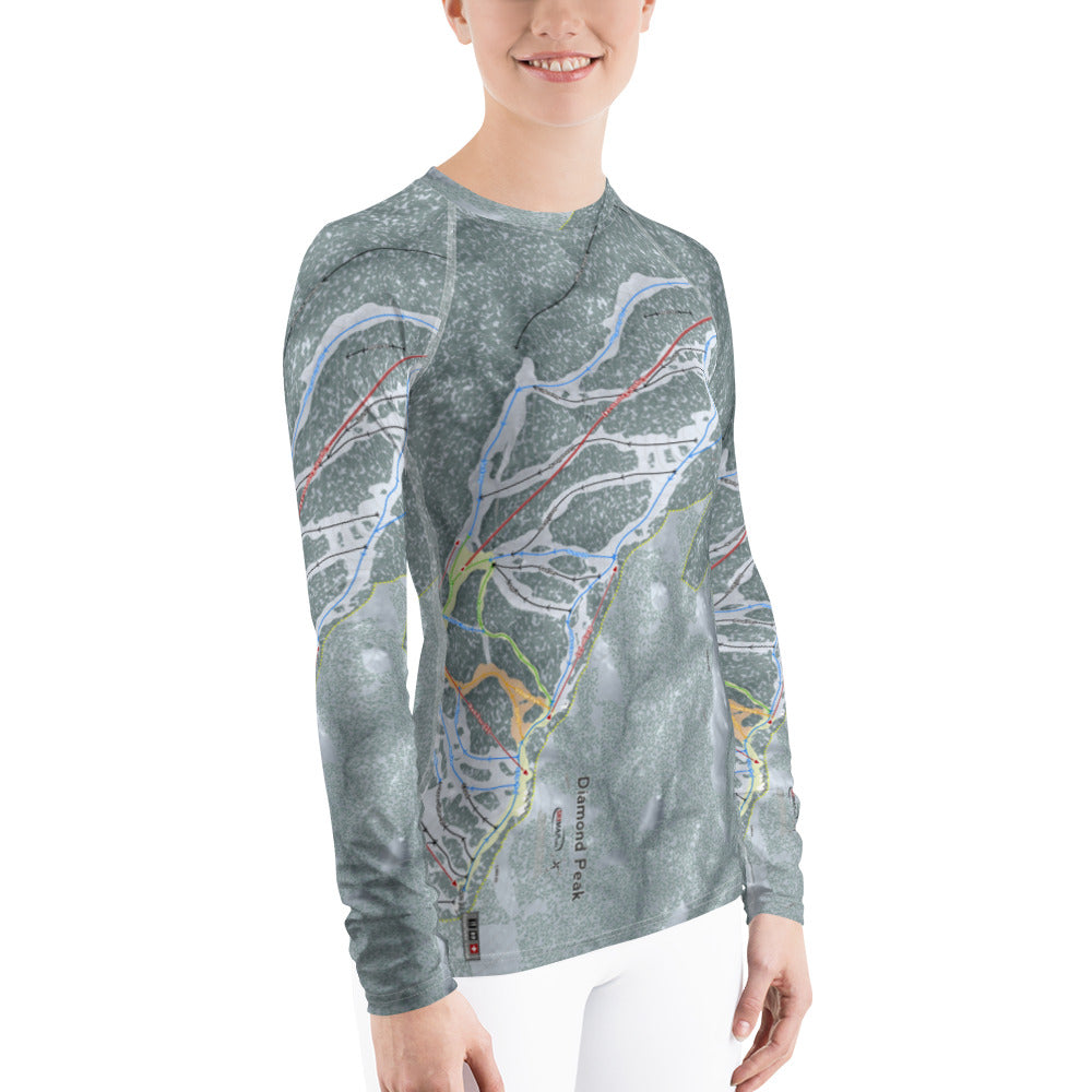 Diamond Peak, Nevada Ski Trail Map Women's Base Layer Top - Powderaddicts