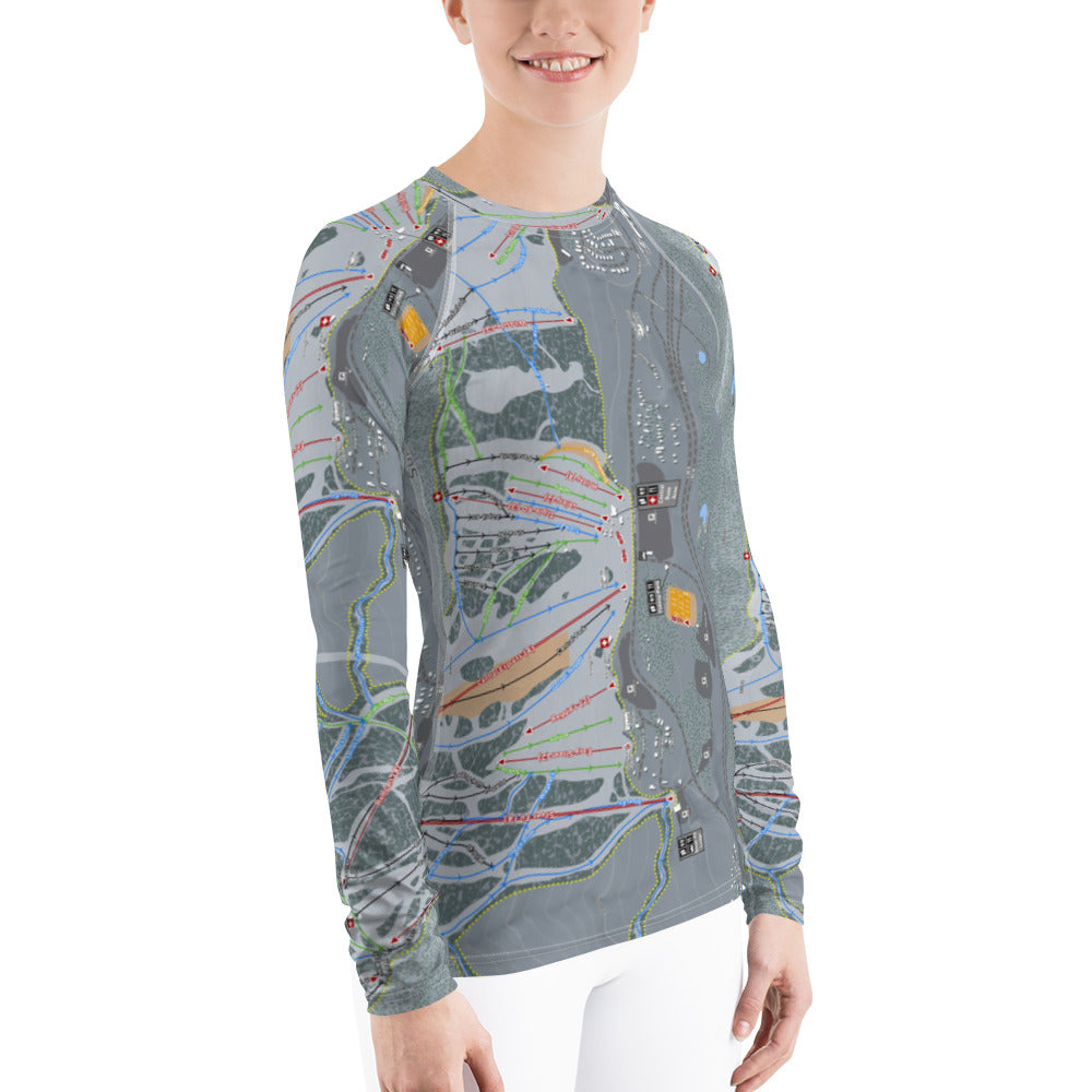 Summit At Snoqualmie, Washington Ski Trail Map Women's Base Layer Top - Powderaddicts