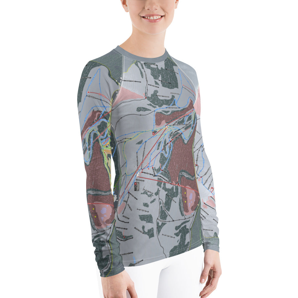 Alyeska, Alaska Ski Trail Map Women's Base Layer Top - Powderaddicts