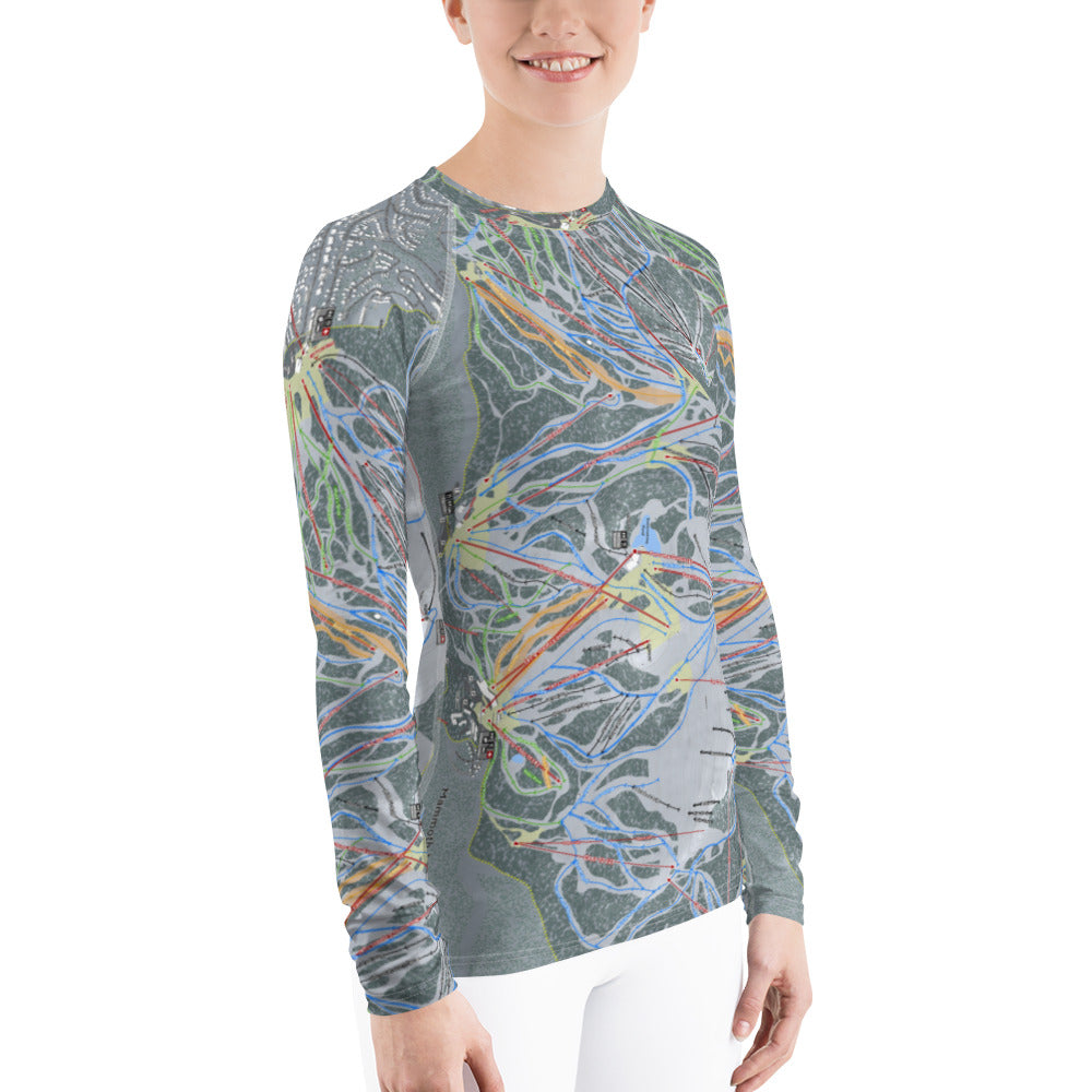 Mammoth Mountain, California Ski Trail Map Women's Base Layer Top - Powderaddicts