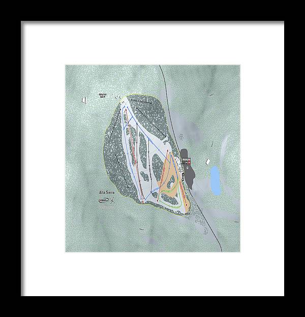 Alta Sierra Ski Trail Map - Framed Print - Powderaddicts