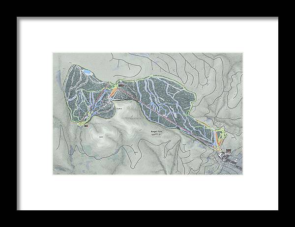 Angel Fire Ski Trail Map - Framed Print - Powderaddicts