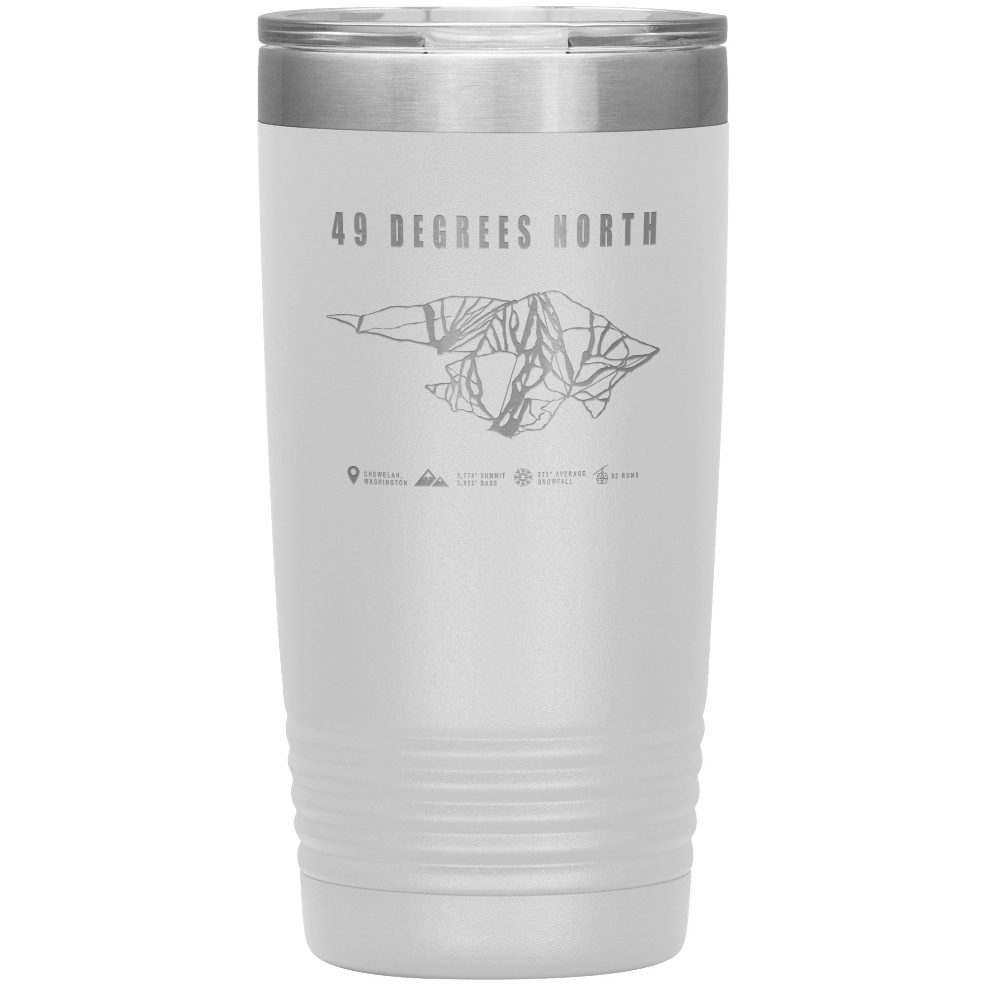 49 Degrees North, Washington Ski Trail Map 20oz Tumbler - Powderaddicts