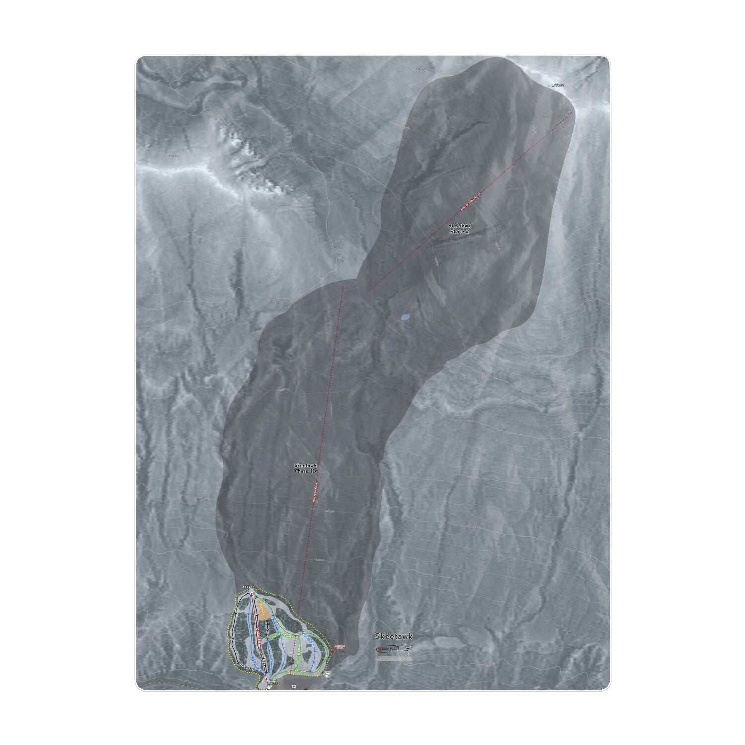 Skeetawk, Alaska Ski Resort Map Printed Beach Towel - Powderaddicts