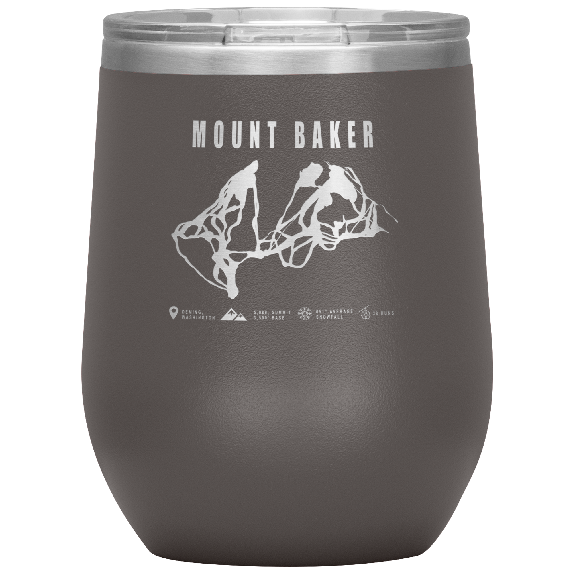 Mount Baker, Washington Ski Trail Map Wine 12oz Tumbler - Powderaddicts