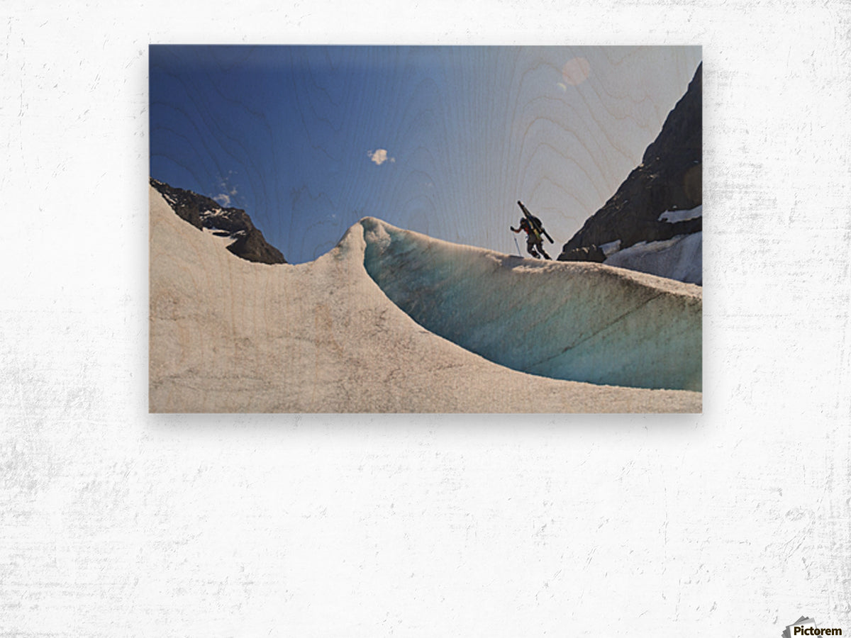 Backcountry skier above the Eklutna Glacier, Western Chugach Mountains, Southcentral Alaska, Winter - Powderaddicts