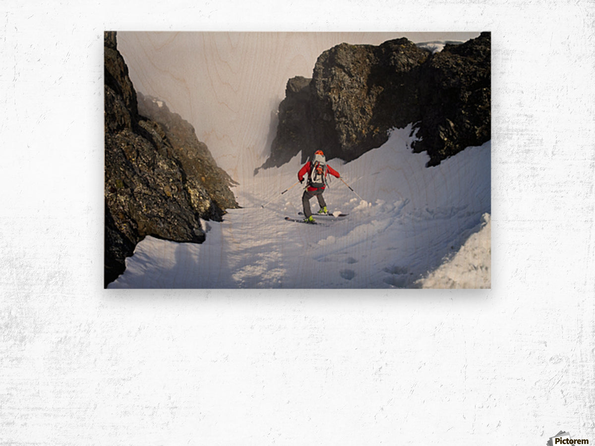 Backcountry skier on West Twin Peak near Eklutna, Western Chugach Mountains, Southcentral Alaska, Winter - Powderaddicts