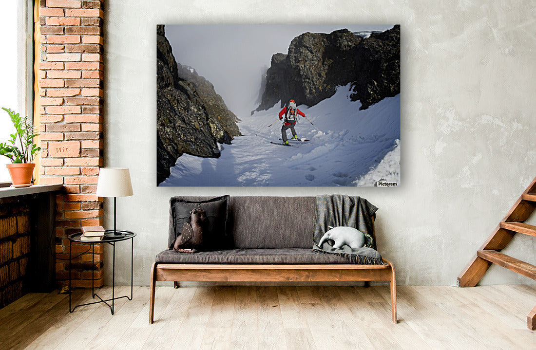 Backcountry skier on West Twin Peak near Eklutna, Western Chugach Mountains, Southcentral Alaska, Winter - Powderaddicts