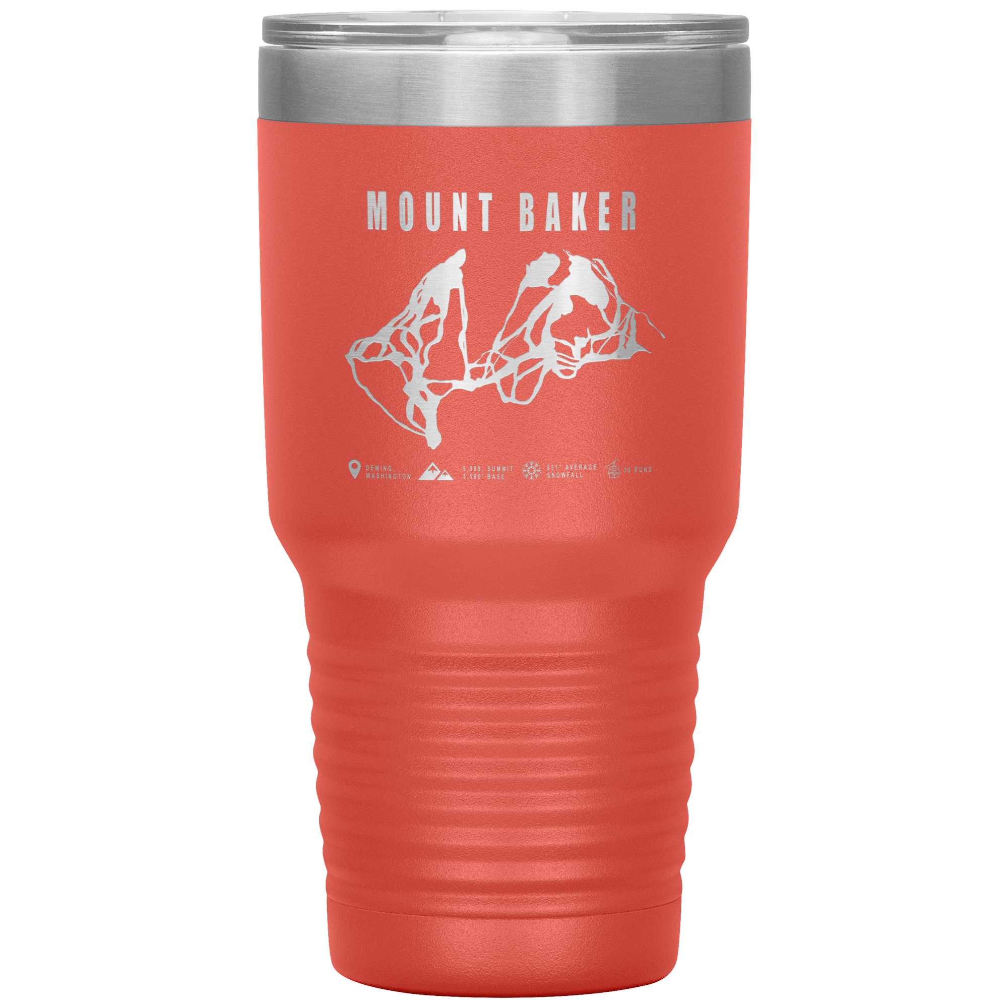 Mount Baker, Washington Ski Trail Map 30oz Tumbler - Powderaddicts