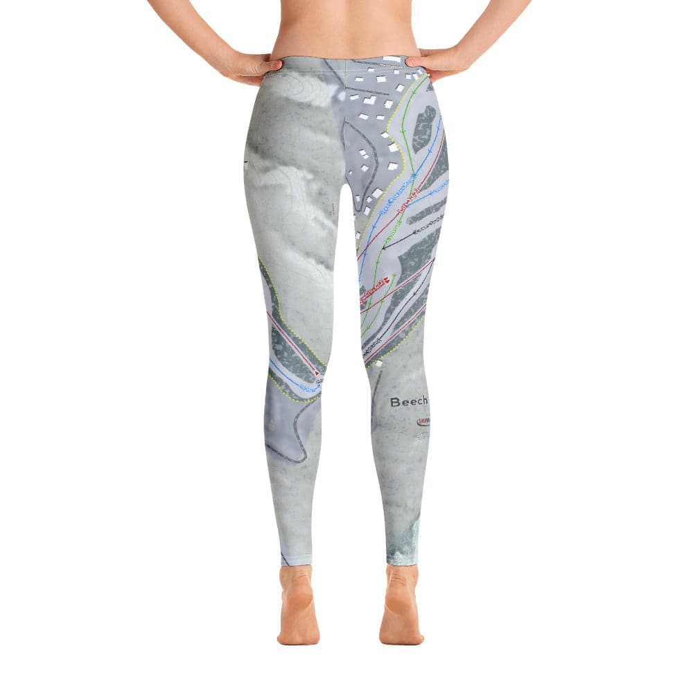 Beech Mountain, North Carolina Ski Trail Map Women's Base Layer Bottom - Powderaddicts