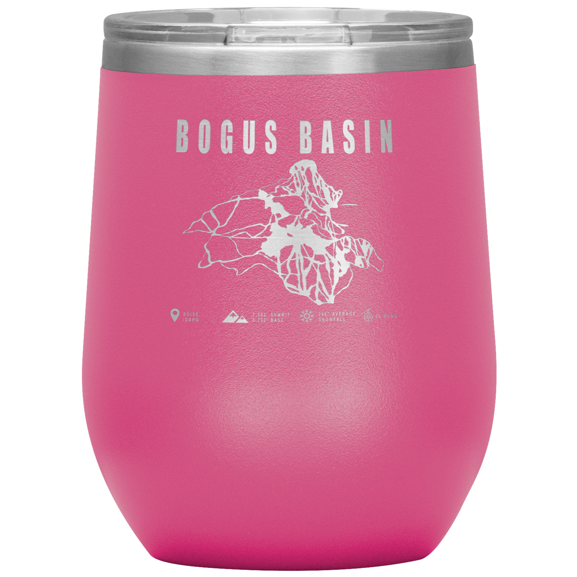 Bogus Basin Idaho Ski Trail Map Wine 12oz Tumbler - Powderaddicts