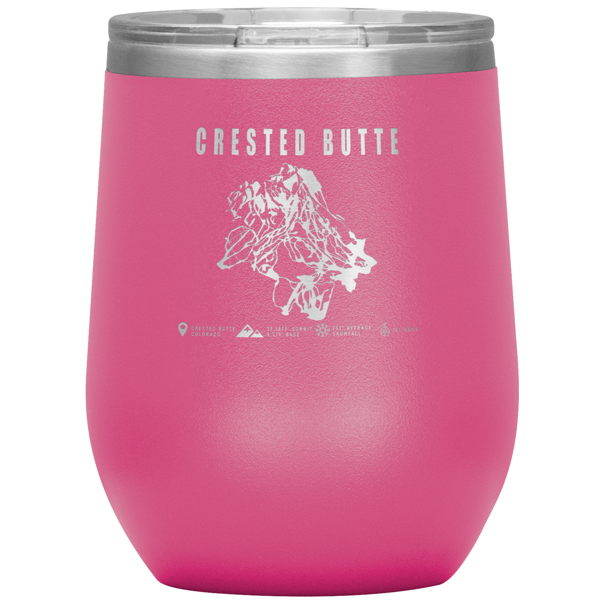 Crested Butte Colorado Ski Trail Map Wine 12oz Tumbler - Powderaddicts