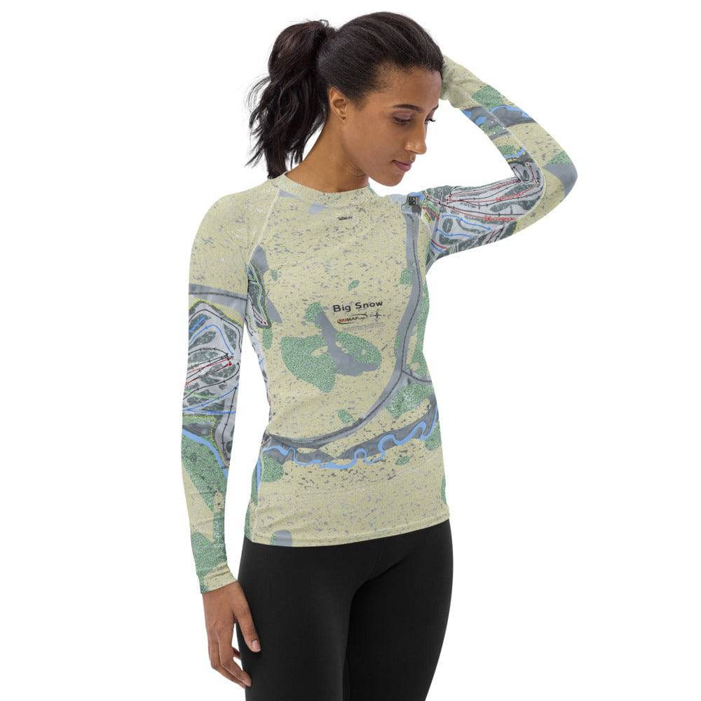 Big Snow, Michigan Ski Trail Map Women's Base Layer Top - Powderaddicts