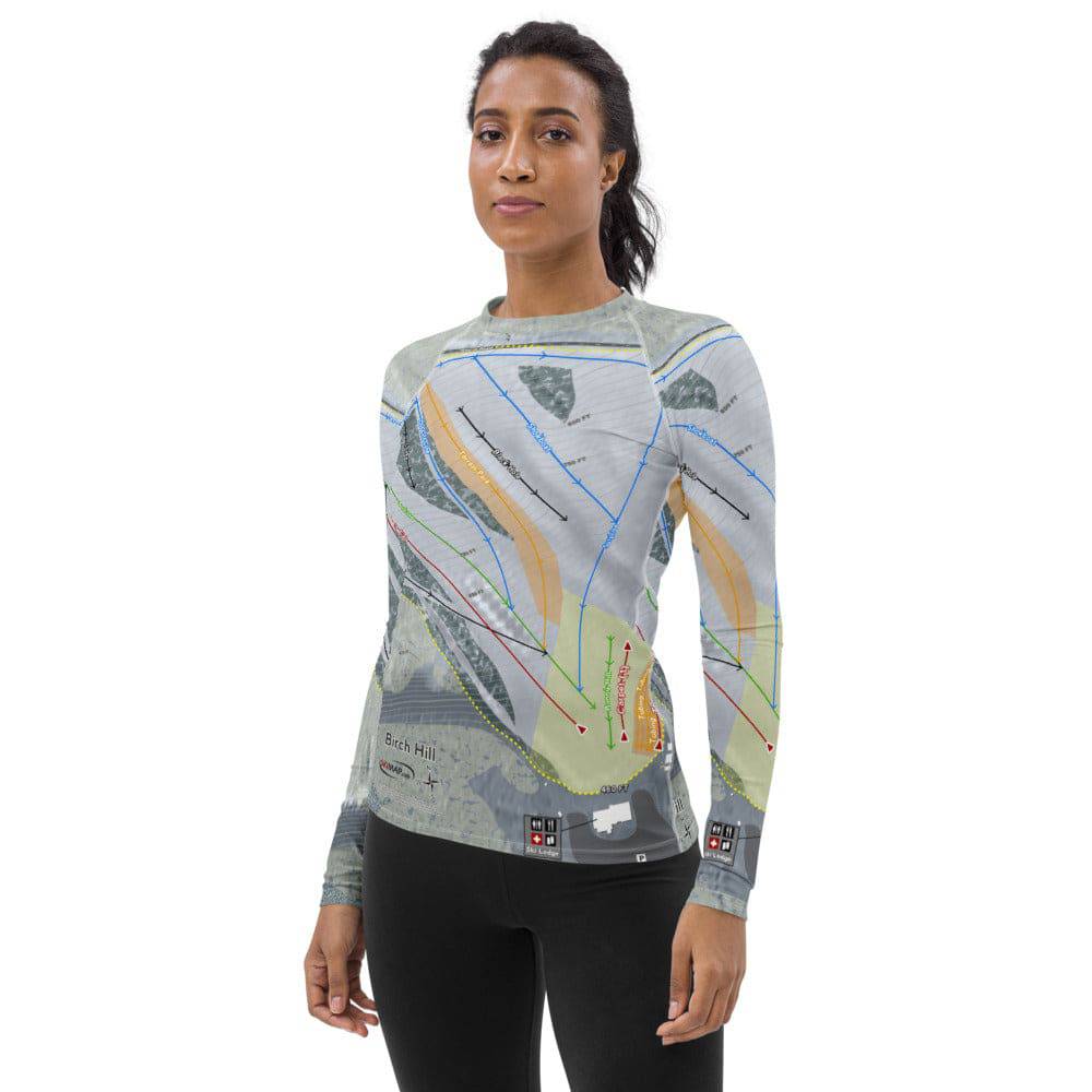 Birch Hill, Alaska Ski Trail Map Women's Base Layer Top - Powderaddicts