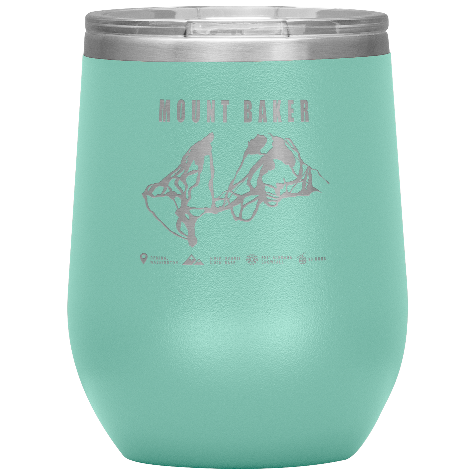 Mount Baker, Washington Ski Trail Map Wine 12oz Tumbler - Powderaddicts