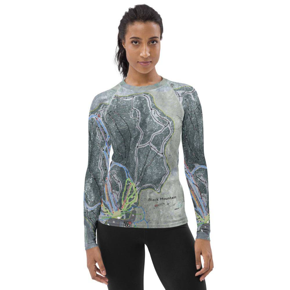 Black Mountain, Maine Ski Trail Map Women&#39;s Base Layer Top - Powderaddicts