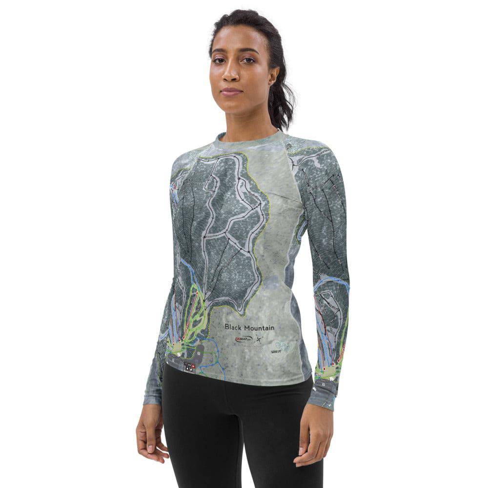 Black Mountain, Maine Ski Trail Map Women's Base Layer Top - Powderaddicts