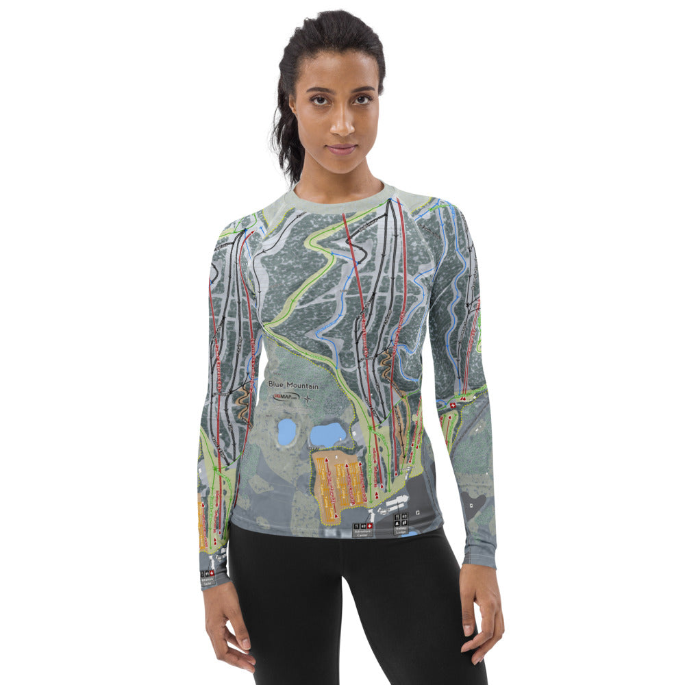 Blue Mountain, Pennsylvania Ski Trail Map Women&#39;s Base Layer Top - Powderaddicts