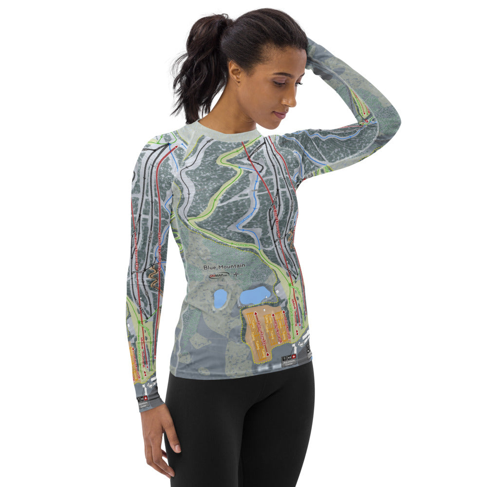 Blue Mountain, Pennsylvania Ski Trail Map Women's Base Layer Top - Powderaddicts