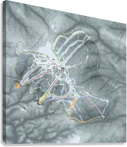 Mt Spokane Washington Ski Resort Map Wall Art