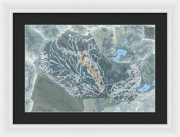 Brighton Ski Trail Map - Framed Print - Powderaddicts