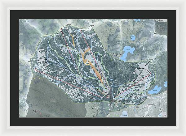 Brighton Ski Trail Map - Framed Print - Powderaddicts