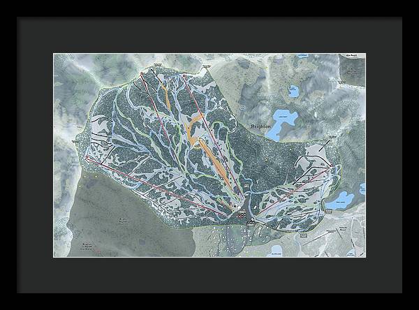 Brighton Ski Trail Map - Framed Print - Powderaddicts