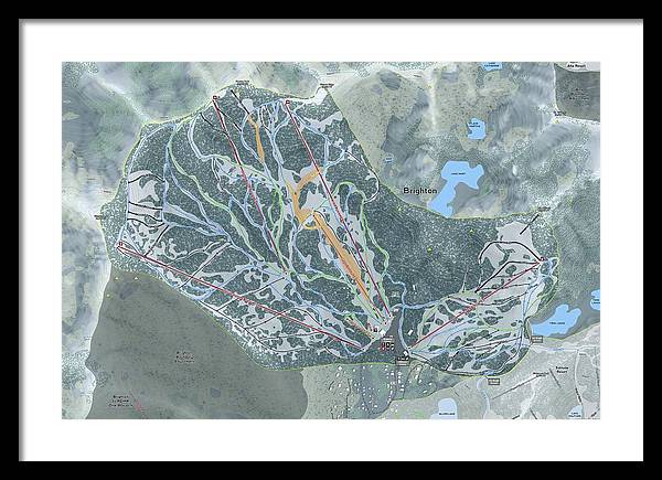 Brighton Ski Trail Map - Framed Print - Powderaddicts