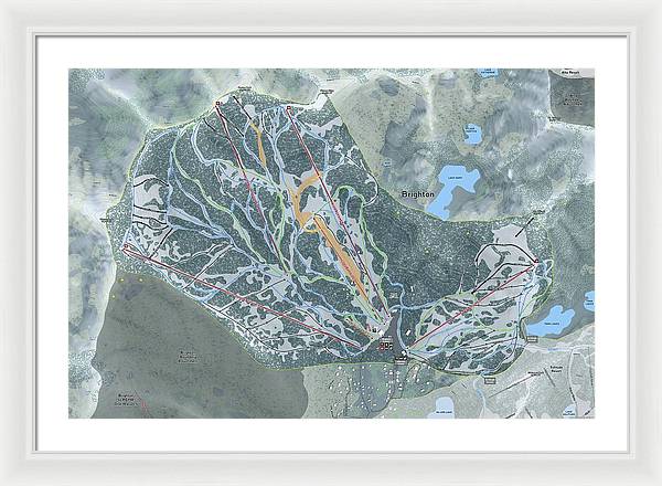 Brighton Ski Trail Map - Framed Print - Powderaddicts