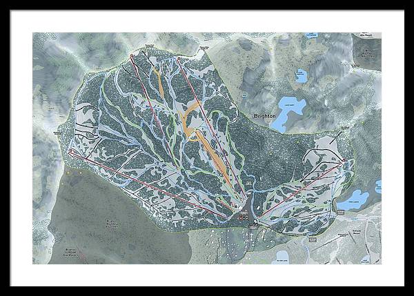 Brighton Ski Trail Map - Framed Print - Powderaddicts